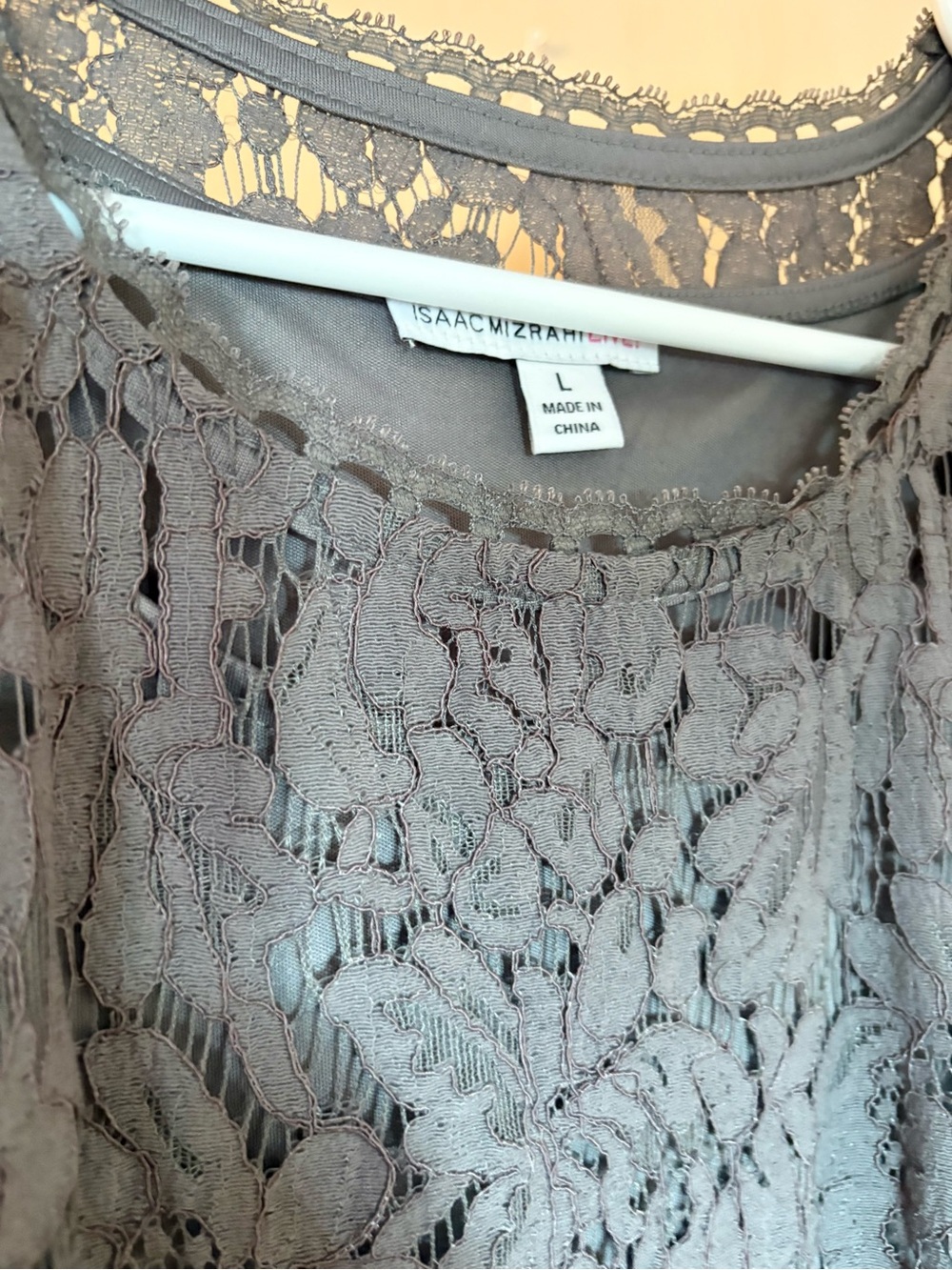 Isaac Mizrahi Lace Peplum Top Blouse Size Large - Picture 8 of 10